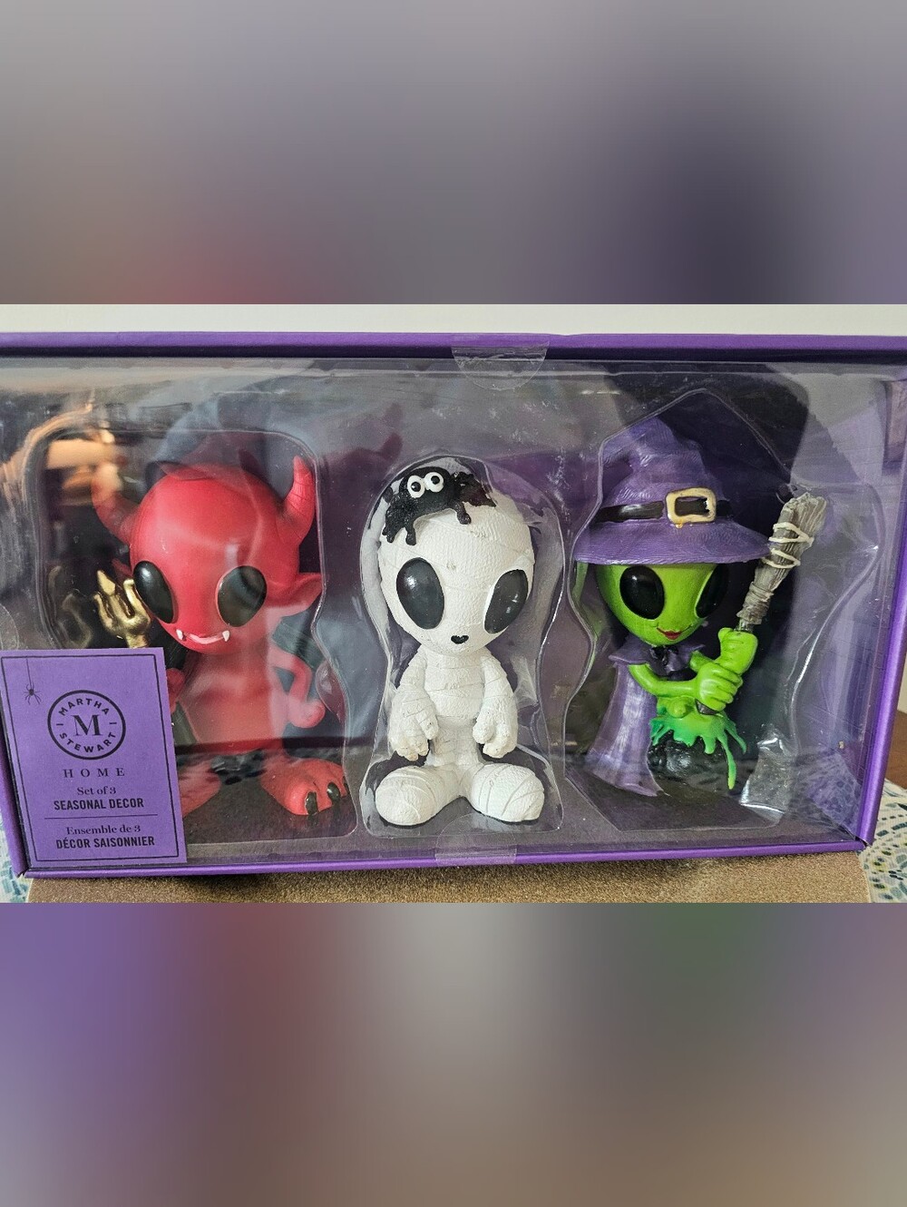 NWT! Set Of 3 Martha Stewart Halloween Aliens! Devil, Mummy & Witch!